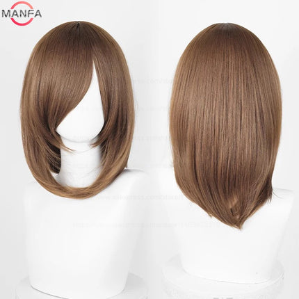 40cm Medium Basic Anime Cosplay Wig Bang Blond  Black White Red Pink Green Brown Gold Blue Heat Resistant Synthetic Hair Wigs