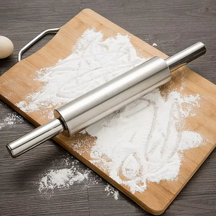 1PCS Stainless Steel Rolling Pin for Baking, Non-Stick Easy Clean Dough Roller,Kitchen Pastry Tools for Pie Crust Cookie Dough