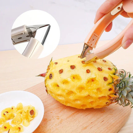 Kitchen Stainless Steel Pineapple Eye Corer Fruit Vegetable Knives Stem Remover Clip Strawberry Huller Peeler Tweezers Gadgets