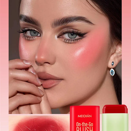1pc Face Blush Cream Stick Korean Makeup Cosmetic Waterproof Long Lasting Lipstick Red Matte Blush Stick  Makeup Cream Blush
