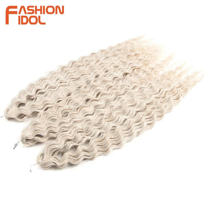 22 inch Curl Hair 300g/3pcs Water Wave Twist Crochet Hair Synthetic Braid Hair Ombre Blonde Deep Wave Braiding Hair Extensions