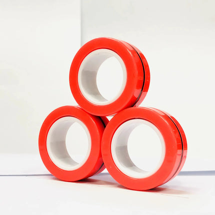 3pcs Fidget Toy Set Finger Magnetic Rings Colorful Adult Magnets Spinner Rings for Relieve Stress Anxiety Relief Therapy