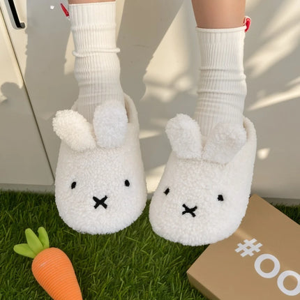 Miffy Cute Plush Cotton Slippers for Women Winter Comfort Warm Cotton Shoes Cartoon Anime Non Slip Home Bedroom Slippers Gifts