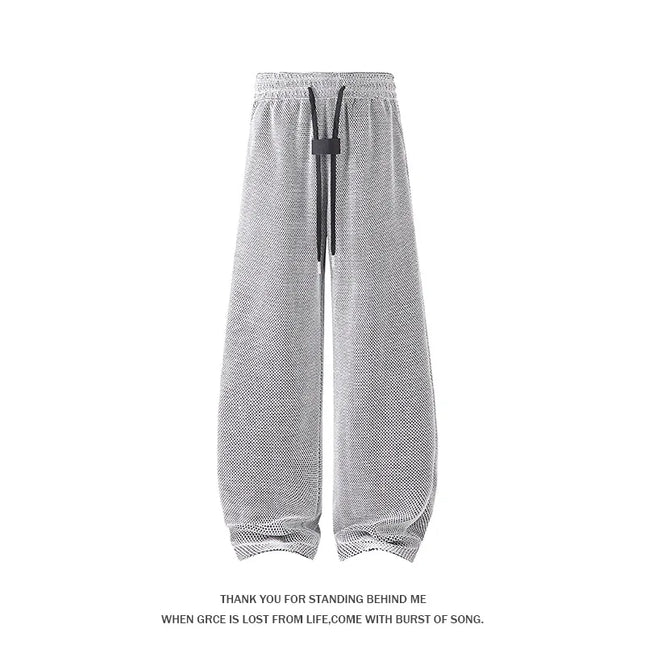 Men's Mesh Jogger Pants Wide Leg Drawstring Elastic Waist Baggy Curved Sweatpants Athletic  Relaxed Fit Casual Lantern Pants