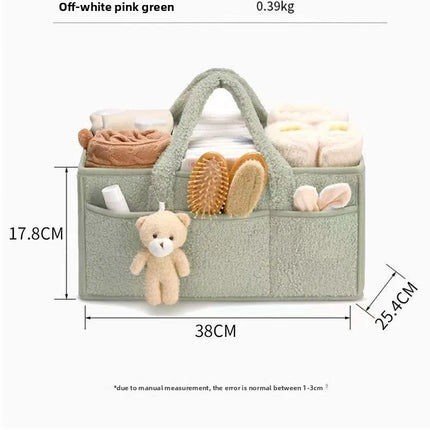 Large Capacity Plush Diaper Storage Bag Handheld Travel Essential Mommy Bag Baby Supplies