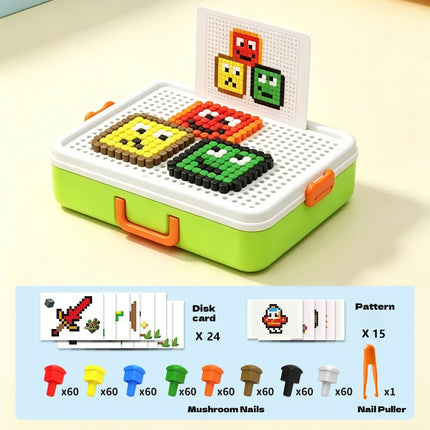 Mushroom Nail Peg Puzzle DIY Building Set, Montessori Fine Motor Educational Toy With Storage Box, Ideal Birthday Gift for Kids