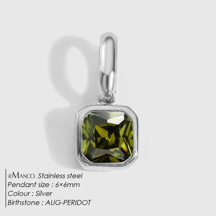 eManco 14K Gold Plated Octagon Metal Charms Stainless Steel Birthstone Pendant  for DIY Necklace Bracelet Jewelry