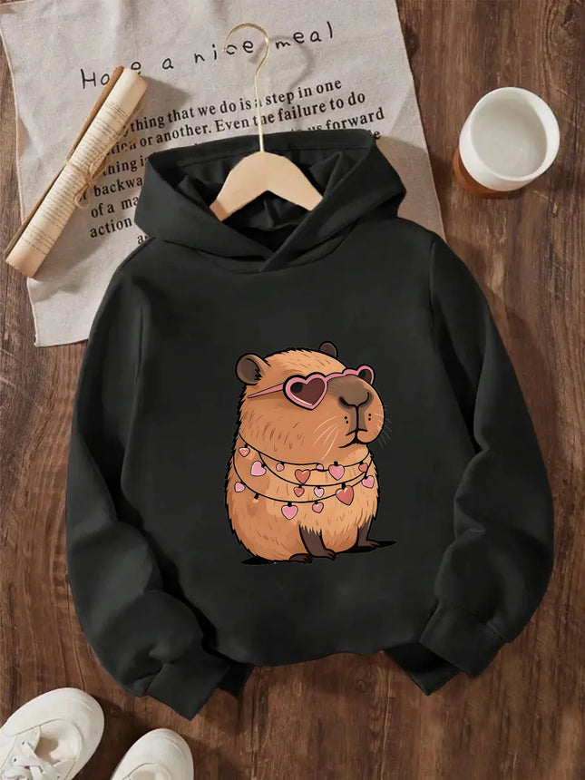 Capibara Print Design Boys And Girls Hoodie Fashion Leisure Outdoor All Kinds Of Gift Choice