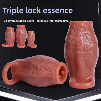Dick Enlargement Longer Semen Lock Ring Delay Ejaculation G-Spot Stimulation Penis Sleeve Real Touch Sensation Adult Sex Toys