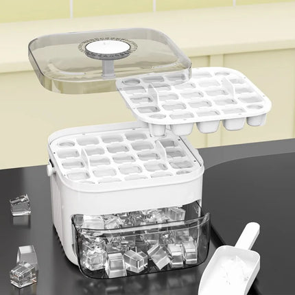Hot Food-grade Ice Cube Mold Bucket, Press-type Ice Cube Mold, Refrigerator Frozen Ice Cube Food Storage Box Tray