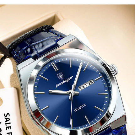 POEDAGAR Luxury Trend Men Watch Waterproof Luminous Date Week Man Wristwatch Military Outdoor Leather Men's Quartz Watches Reloj