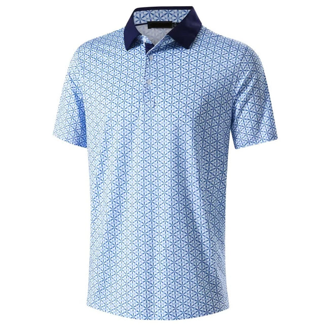 Stars Tree Pattern 3D Printed Polo Golf Shirt For Men Plaid Striped Design Casual Sports Button T-shirt Short Sleeves Sunday