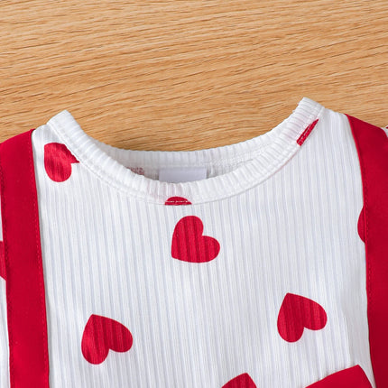 0-3 Year Baby girl Dress Round neck Heart-shaped Printed Bow, Princess Dress+Headband Toddler Baby girl Summer Party Dress