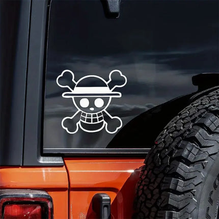 1pc Car Sticker Anime Straw Hat Pirate Decal Vinyl Auto Truck Wall Laptop  White 5.5514cm12.7cm