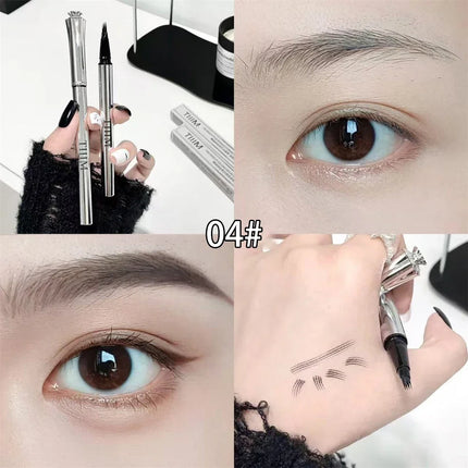 Waterproof Wild Eyebrow Pen 2/4 Separated Head Natural Brow Makeup Quick-Drying Creation of Ultra-Fine Lasting Liquid Eyebrow