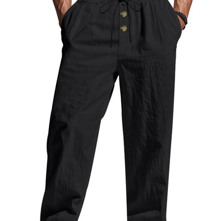 Men's Casual Trousers 2025 Spring/Summer New Man Large Size white Straight trousers Solid Beach black Fitness Pants S-XXXL