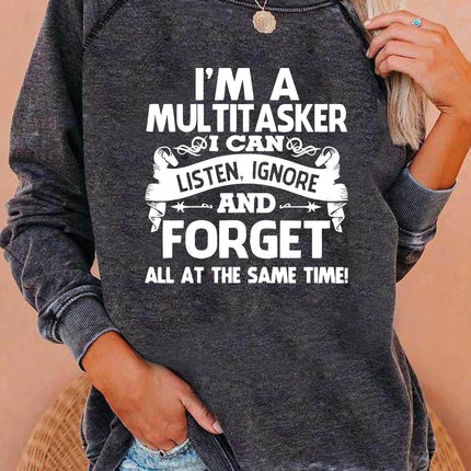 I'M A MULTITASKER I CAN AND FORGET Print Women Sweatshirt Long Sleeve Casual Crew Neck Top Women Clothes for Fall & Winter