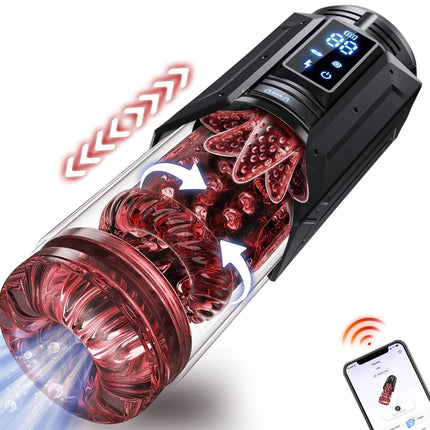 AI Sync Male Masturbator Stroker with 7 Sucking Thrusting Rotating & 7 Licking Modes, Adult Toys Pocket Pussy Mens Sex Toy