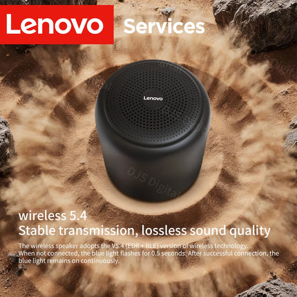 Lenovo IPX4 Waterproof 360° Surround Sound, 1200mAh Battery Compact Subwoofer, Portable Bluetooth 5.4 Speaker for Outdoor & Home