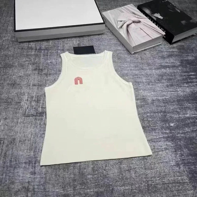 2025 Spring/Summer New Women's Heavy Industry Crystal Diamond Decorative Slim Sleeveless Tank Top