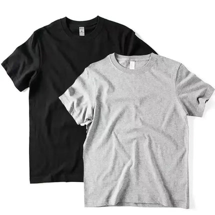 2pcs Solid Color T-shirt 100% Cotton Men Women White O-Neck Loose Short-sleeved Basic Models All-match T-shirt Couple Tops Black