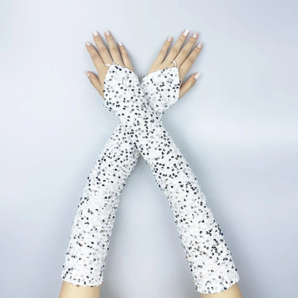 Women's Sexy Sparkling Sequin Gloves Female Club Party Dance Long Gloves Costume Performance Accessories