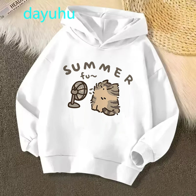 Anime Summer Fan Cat Hoodie Kids Children Sweatshirt Cartoons Clothes Kid Girl Boy Hoody Baby Casual Top Clothes