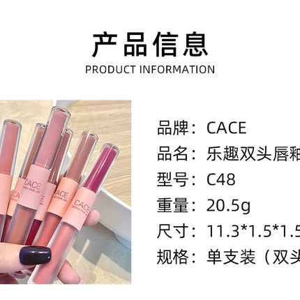 Double Head Lip Gloss Matte Velvet Sexy Red Tint Liquid Lipstick Waterproof Lipgloss Lasting Lip Glaze Korean Makeup Cosmetics