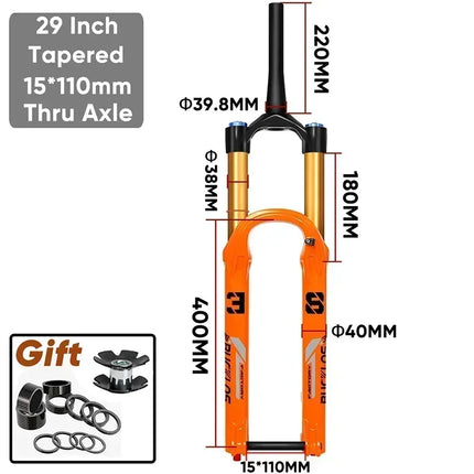 BUCKLOS MTB Boost Suspension Fork 27.5/29Inch 38mm 15*110mm Tube Mountain Bike Air Fork 180mm Travel Fork for XC/Enduro/E-Bike