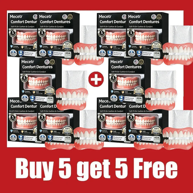 Full Set Natural Dentures Upper & Lower Silicone Fake Teeth Braces Comfort Fit Instant Confidence Smile Oral Care For Men Women