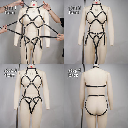 Full Body PU Leather Harness fashion body harness lingerie women Adjustable Waist Belt for Party Cosplay