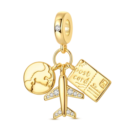 925 Sterling Silver Travel Passport Trunk Charms Fit Original Bracelet Diy Airplane Earth Beads for Jewelry Making Gift