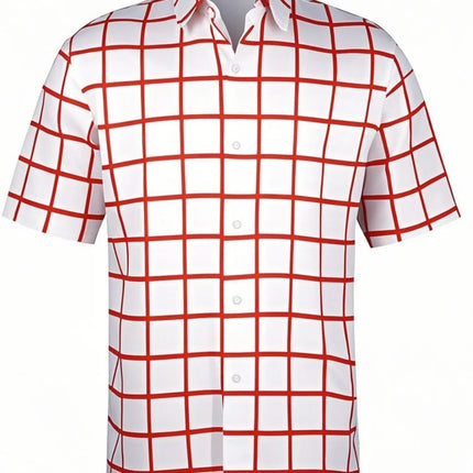 Fashion Men's Short Sleeve Shirt Casual Plaid Color Summer 3D Printed Lapel Shirt New  Fashion Casual Men's Clothing Unisex Tops
