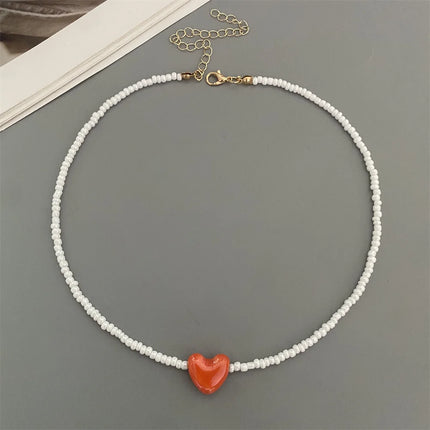New Fashion Candy Color Choker Necklace for Women Girl Love Heart Square Geometric Short Necklace Seed Bead Neck Jewelry 2026