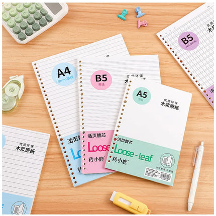 A5/B5/A4 Loose - Leaf Refills - 60 Sheets, Multi - Style Notebook Inserts Grid/Line/Blank Inner Page Refill