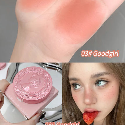 3D Embossed Girl's Blush Press Powder Nude Natural Matte Orange Brown Face Check Contouring Blusher Rouge Makeup Blush Palette