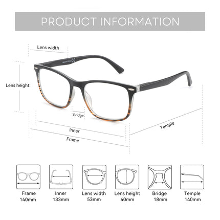 ZENOTTIC Custom Progressive Prescription Eyeglasses for Men Women Square Frame Photochromic Polarized Blue Light Filter Options