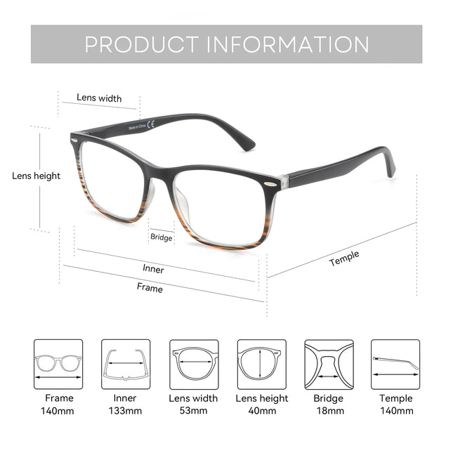 ZENOTTIC Custom Progressive Prescription Eyeglasses for Men Women Square Frame Photochromic Polarized Blue Light Filter Options
