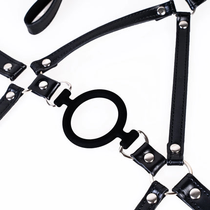 Restraints O Ring Gag Breast Clips Adult Games Slave BDSM Fetish PU Leather Bondage Harness For Women Erotic Sex Toys