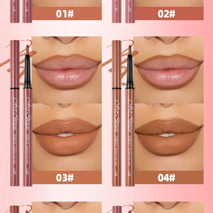 QIBEST Matte Lip Liner Set 12 Colors Nude Shades Lipliner Pen Waterproof Lip Contouring Pencils Lasting Makeup Kits Lipstick Pen
