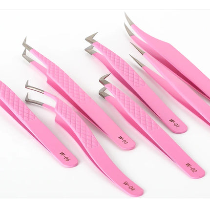 Natuhana Rose red Tweezers Stainless Steel  Tweezers High Precision Anti-static Tweezers for Eyelash Extensions Makeup