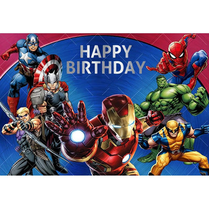 Marvel Superhero Backdrops Cartoon Avengers Theme Kids Boys Birthday Party Decor Photography Background Photo Photographic Props
