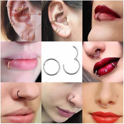 5PCS G23 Titanium Nose Piercing Implant Grade 12G 14G 16G 18G 20G Clicker Diaphragm Tragus Piercing Sexy Body Jewelry Wholesale