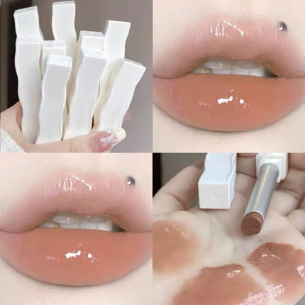 Cappuvini Red Lip Tint Black White Tube Lipstick Light Watery Lip Glaze Soft Mist Lip Gloss Moisture Lipstick 1pcs Mirror Watery