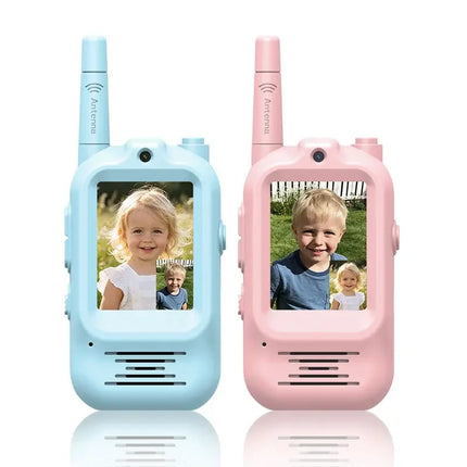 2pcs Kids Video Walkie Talkie Rechargeable Indoor Outdoor Toys 2 Screen One-Click Call Essential Camping&Hiking Adventures gift