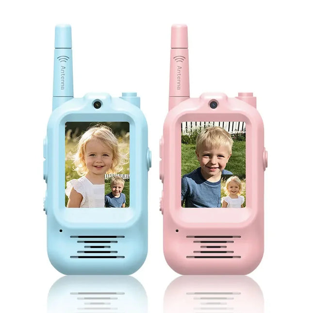 2pcs Kids Video Walkie Talkie Rechargeable Indoor Outdoor Toys 2 Screen One-Click Call Essential Camping&Hiking Adventures gift