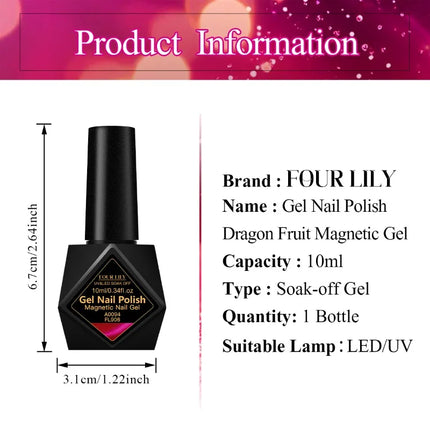 10ml Dragon Fruit Cat Magnetic Gel Nail Polish Red Jewel Effect Semi Permanent UV Gel Varnish Soak Off Nail Art Nail Supplies