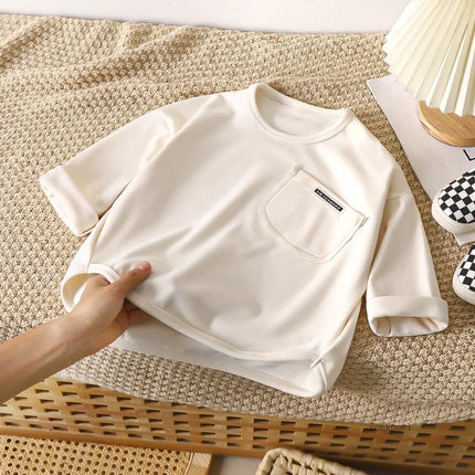 Children Long Sleeved Base Shirt Boys Girls Kids Top Autumn Boy Girl Baby O-neck Solid Bottoming Shirt Sweatshirt