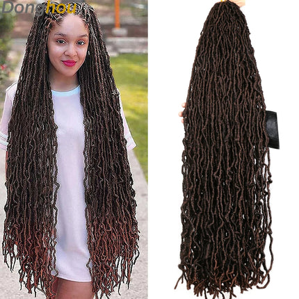 Long Goddess Faux Locks Crochet Braids Brown Blue 1B 30 350 Soft Locs Braiding Hair Synthetic Faux Locs Crochet Hair Extensions