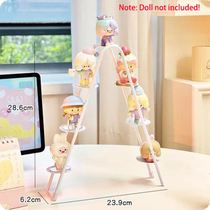Metal Blind Box Display Rack for Mini Cute Figure Iron Art Ferris Wheel Step Ladder Doll Storage Box for Collector Toy Accessory
